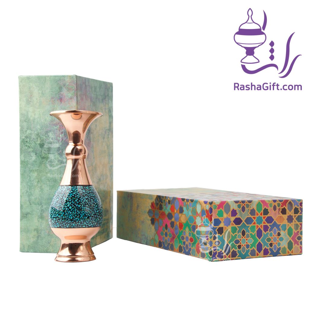 گلدان صراحی فیروزه کوبی با جعبه هاردباکس