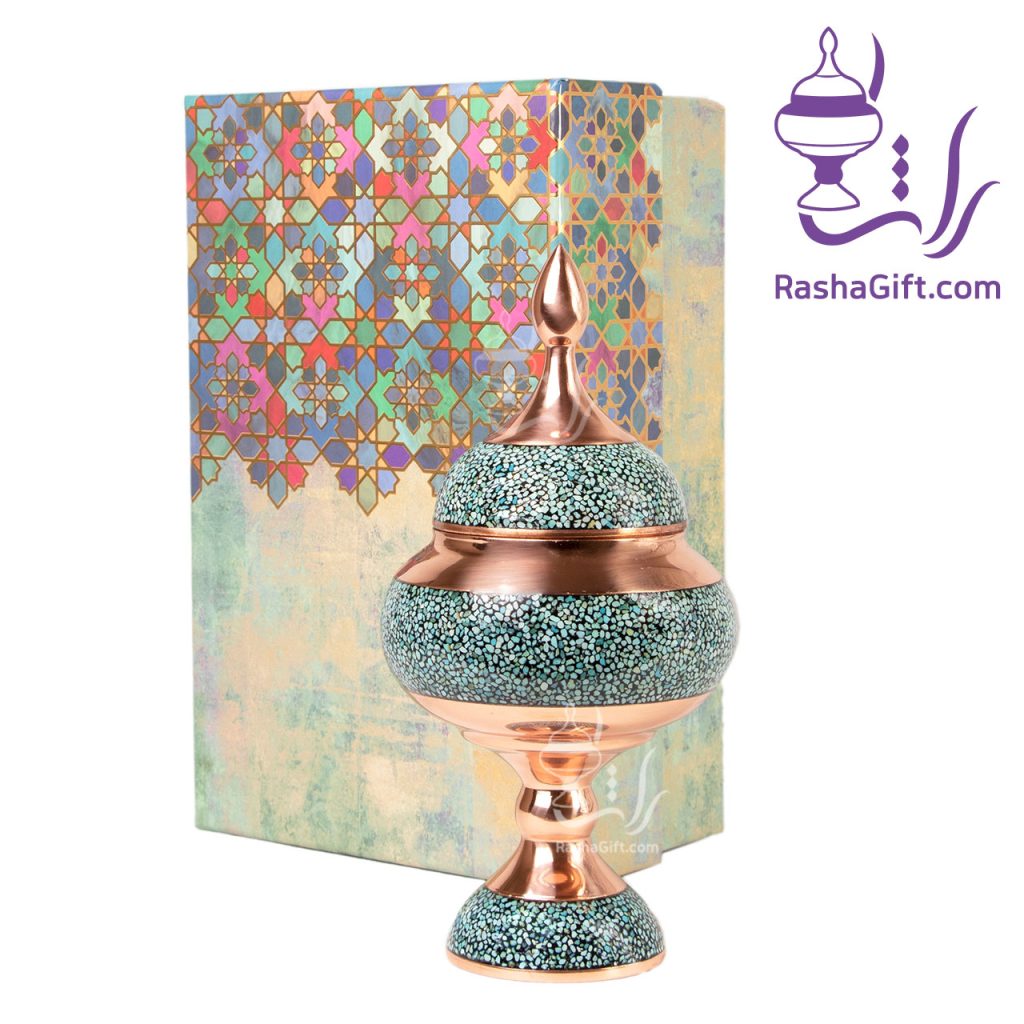 شکلات خوری مس و فیروزه با جعبه هاردباکس