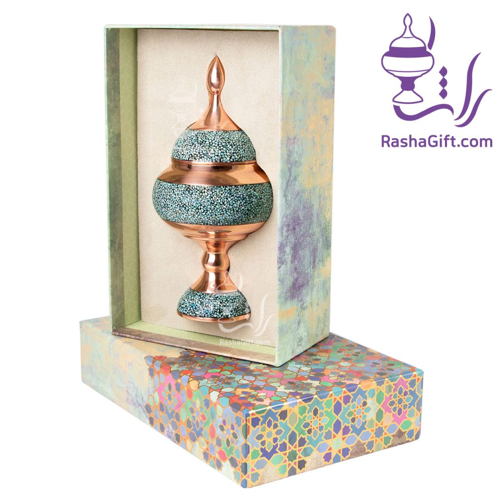 شکلات خوری مس و فیروزه با جعبه هاردباکس