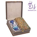 ست گلدان میناکاری و ترمه افشاری با جعبه ترمه