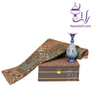 ست گلدان میناکاری و ترمه افشاری با جعبه ترمه