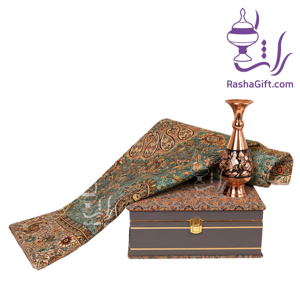 ست گلدان حکاکی الماس تراش و ترمه افشاری با جعبه ترمه