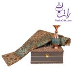 ست گلدان مس و فیروزه و ترمه افشاری با جعبه ترمه
