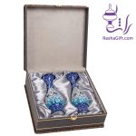 ست جفت گلدان میناکاری با جعبه ترمه