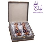 ست جفت گلدان مس و پرداز با جعبه ترمه