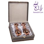 ست جفت گلدان حکاکی الماس تراش با جعبه ترمه