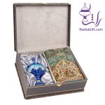 ست شکلات خوری میناکاری و ترمه افشاری با جعبه ترمه