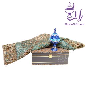 ست شکلات خوری میناکاری و ترمه افشاری با جعبه ترمه