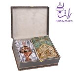 ست شکلات خوری حکاکی الماس تراش و ترمه افشاری با جعبه ترمه