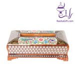 جا دستمالی خاتم نقره ای و نقاشی اعلا در جعبه هاردباکس