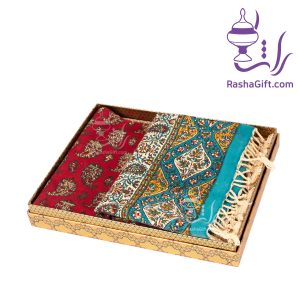 ست سفره قلمکار سایز 80*80 اعلا در جعبه هاردباکس