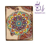 ست بشقاب سفال و سفره قلمکار سایز 80*80 با جعبه هاردباکس