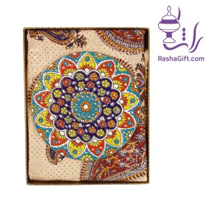 ست بشقاب سفال و سفره قلمکار سایز 80*80 با جعبه هاردباکس