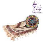 ست بشقاب سفال و سفره قلمکار سایز 80*80 با جعبه هاردباکس