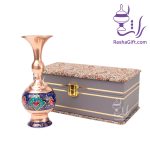 گلدان فانتزی مس و پرداز با جعبه ترمه