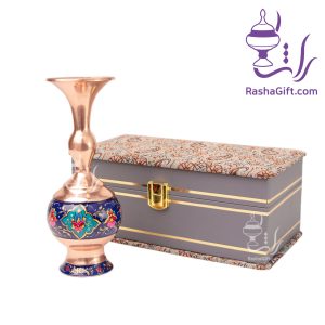 گلدان فانتزی مس و پرداز با جعبه ترمه