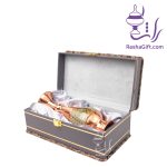 گلدان صراحی مس و خاتم با جعبه ترمه