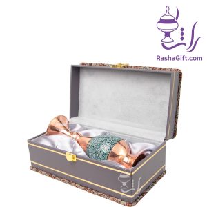 گلدان صراحی فیروزه کوبی با جعبه ترمه