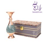 گلدان صراحی فیروزه کوبی با جعبه ترمه