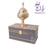 شکلات خوری مس و خاتم با جعبه ترمه
