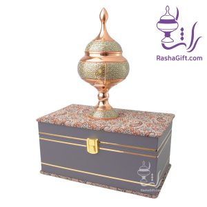 شکلات خوری مس و خاتم با جعبه ترمه
