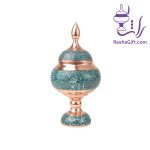 شکلات خوری مس و فیروزه با جعبه ترمه