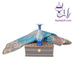 ست گلدان میناکاری و ترمه ابریشم 7 رنگ با جعبه ترمه