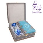 ست گلدان میناکاری و ترمه ابریشم 7 رنگ با جعبه ترمه
