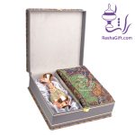 ست گلدان مس و خاتم و ترمه هزار نقش با جعبه ترمه