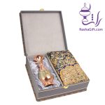 ست گلدان مس و خاتم و ترمه افشاری با جعبه ترمه