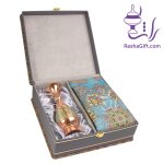 ست گلدان مس و خاتم و ترمه ابریشم 7 رنگ با جعبه ترمه