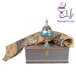 ست شکلات خوری مس و پرداز و ترمه افشاری با جعبه ترمه