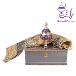 ست شکلات خوری مس و پرداز و ترمه افشاری با جعبه ترمه