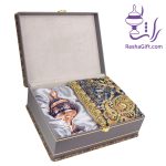 ست شکلات خوری مس و پرداز و ترمه افشاری با جعبه ترمه