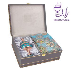 ست شکلات خوری مس و پرداز و ترمه ابریشم 7 رنگ با جعبه ترمه
