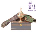 ست شکلات خوری مس و خاتم و ترمه هزار نقش با جعبه ترمه