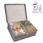 ست شکلات خوری مس و خاتم و ترمه افشاری با جعبه ترمه