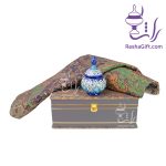 ست قندان میناکاری و ترمه هزار نقش با جعبه ترمه