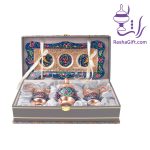 سرویس چای خوری دونفره مس و پرداز با جعبه ترمه