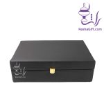 سرویس چای خوری دونفره مس و پرداز با جعبه چوبی روکش چرم
