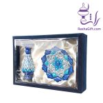 ست گلدان و بشقاب میناکاری با جعبه جیر