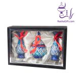 ست جفت گلدان و قندان میناکاری با جعبه جیر