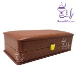 گنجینه زعفران 3 در جعبه مستطیل چوب و چرم