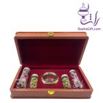 گنجینه زعفران 3 در جعبه مستطیل چوب و چرم