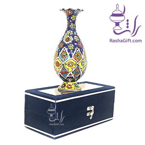 گلدان میناکاری روی سفال سایز 20 با جعبه جیر