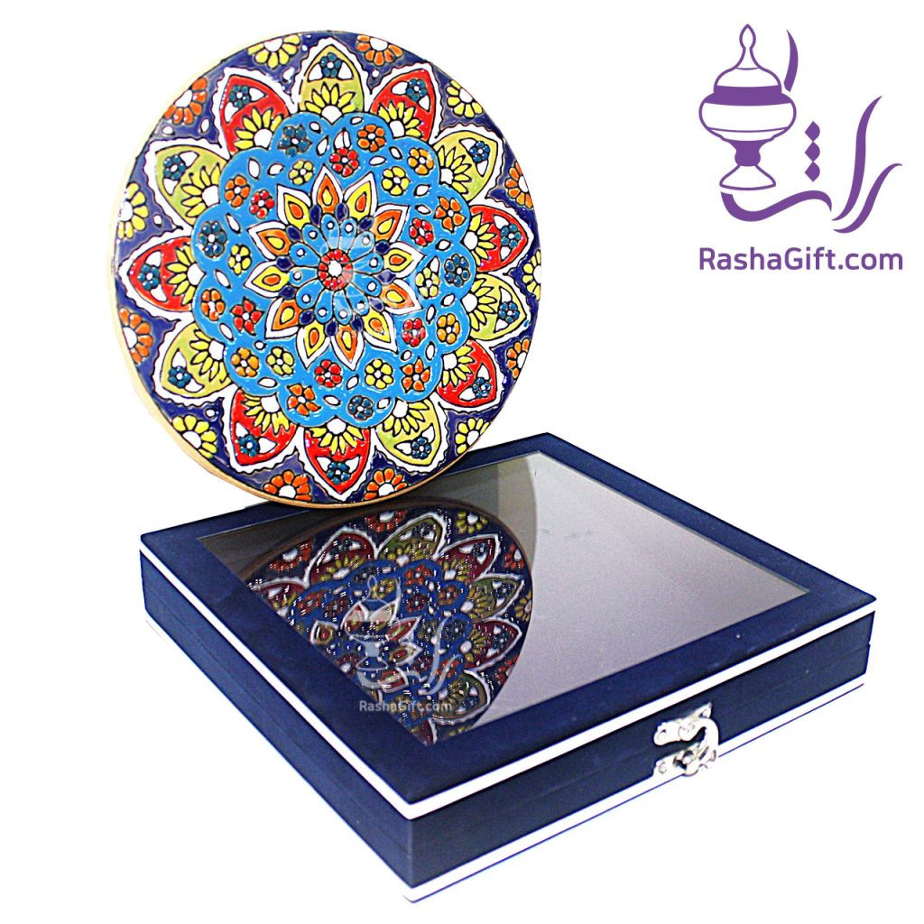 بشقاب میناکاری روی سفال با جعبه جیر