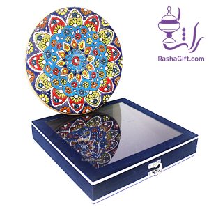 بشقاب میناکاری روی سفال با جعبه جیر