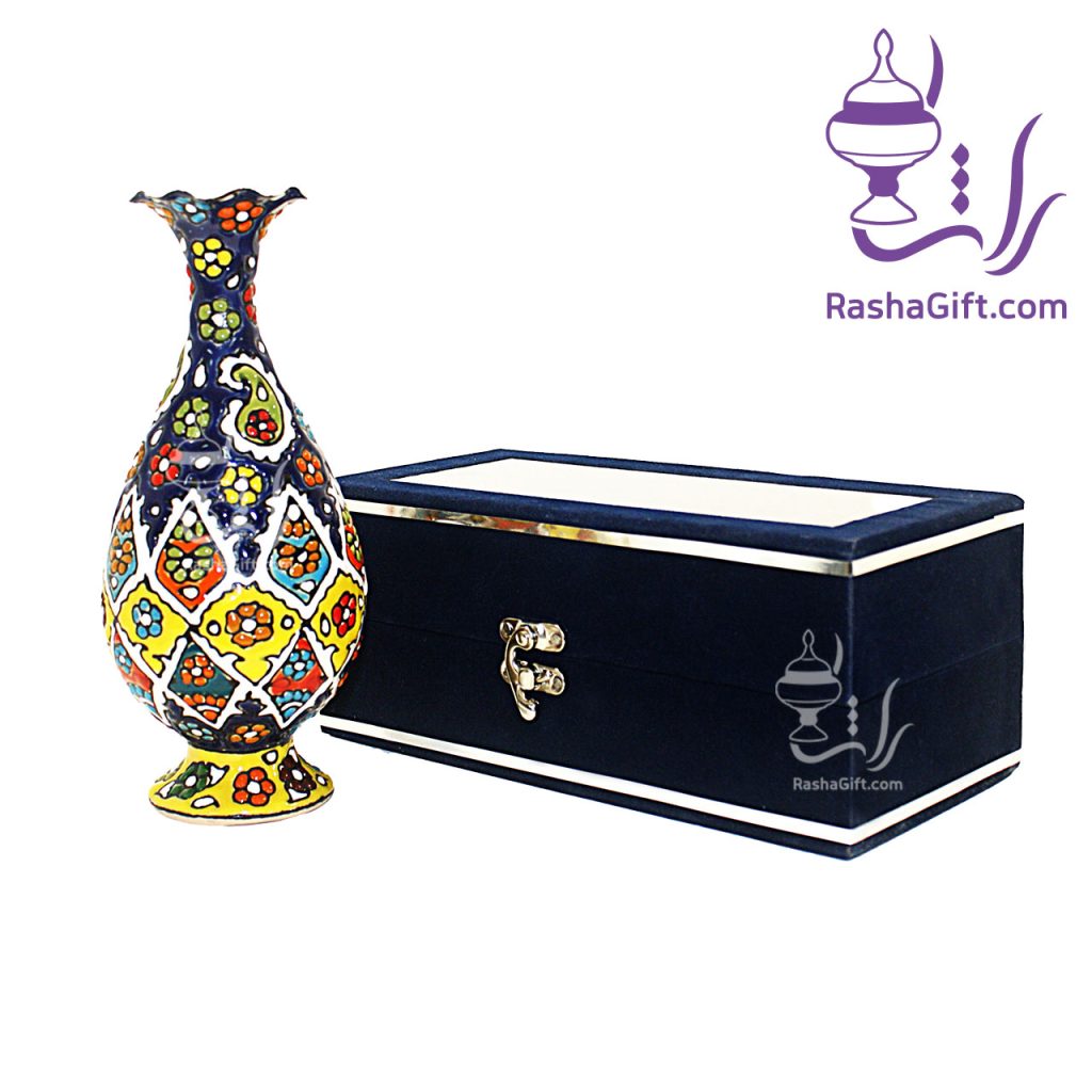 گلدان میناکاری روی سفال سایز 20 با جعبه جیر