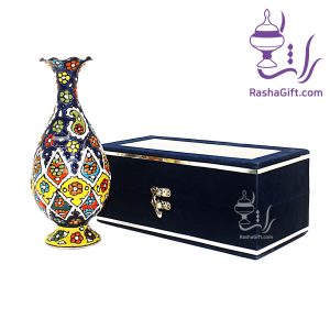 گلدان میناکاری روی سفال سایز 20 با جعبه جیر