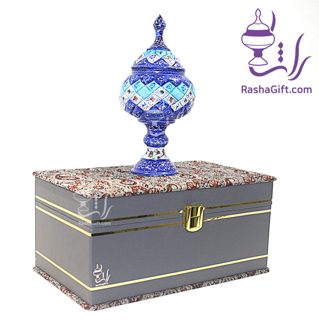 شکلات خوری میناکاری با جعبه ترمه